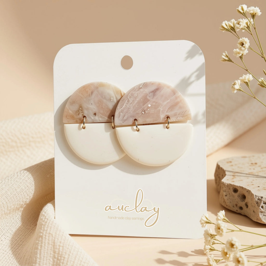 Ashley Statement White Marble Half Circles