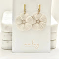 Chanti Statement White Flower Gold Bar Dangle