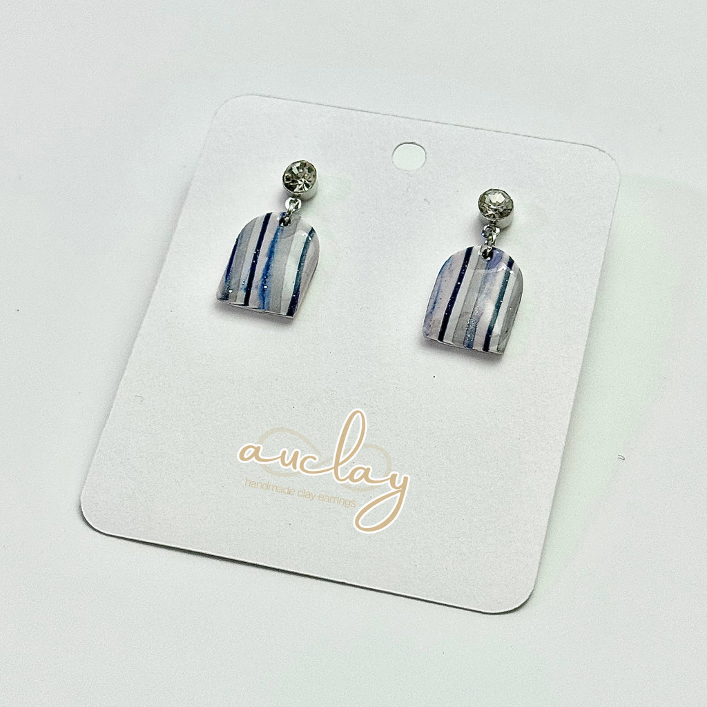 Shellie Delicate Vertical Striped Arch Stone Dangle