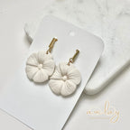 Chanti Statement White Flower Gold Bar Dangle