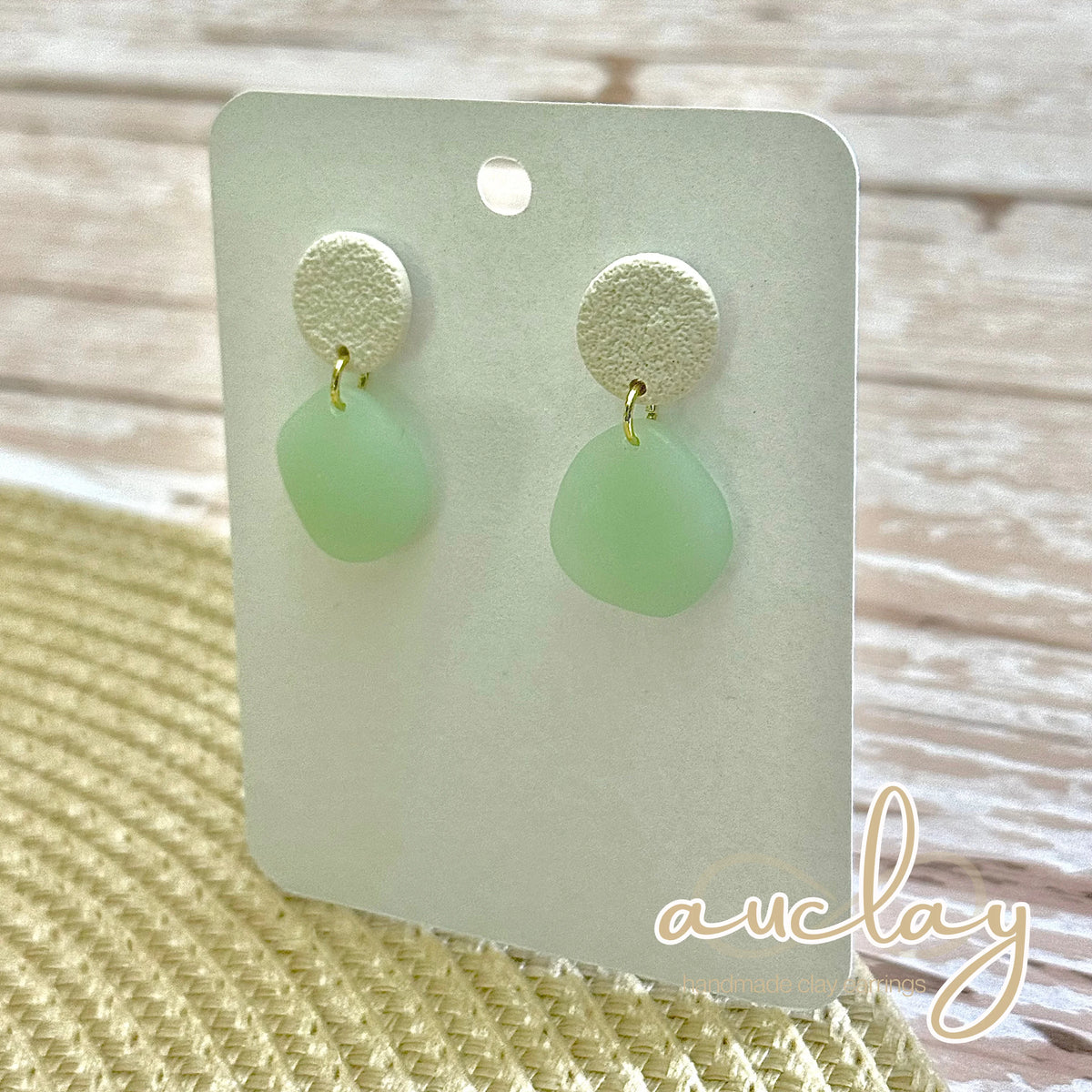 Maisie Delicate Seaglass White Circle Dangle Stud