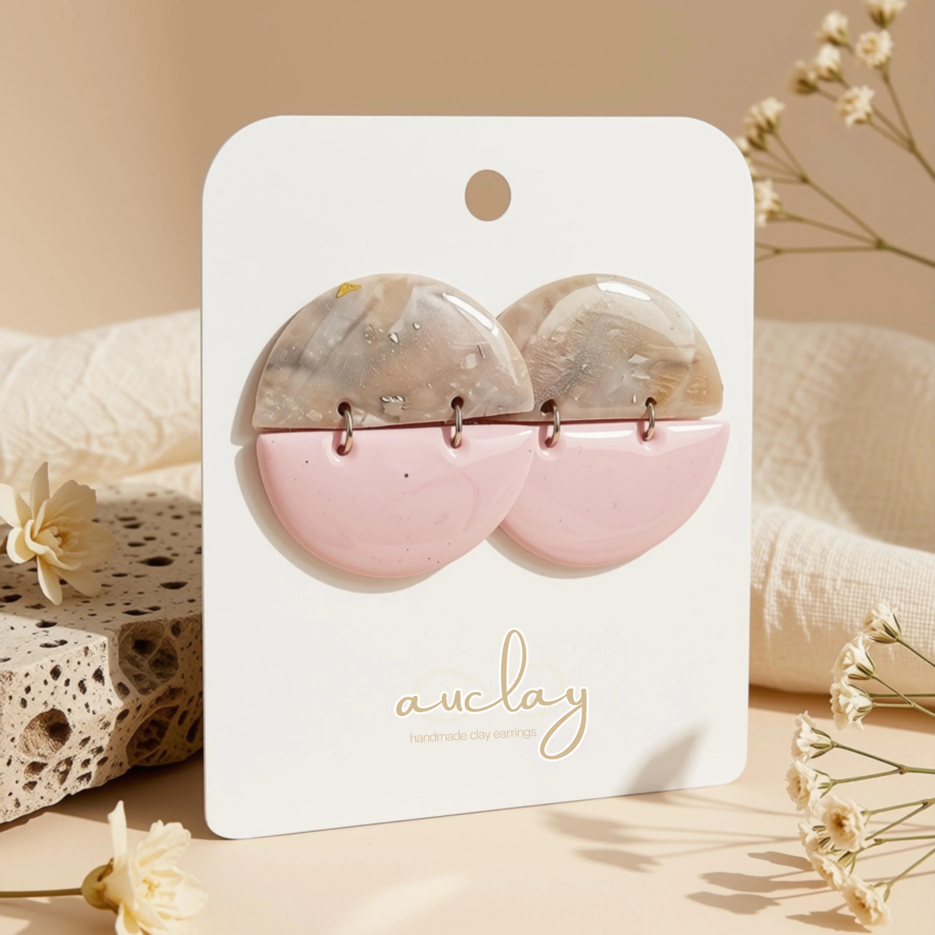 Ashley Statement Blush Marble Half Circles