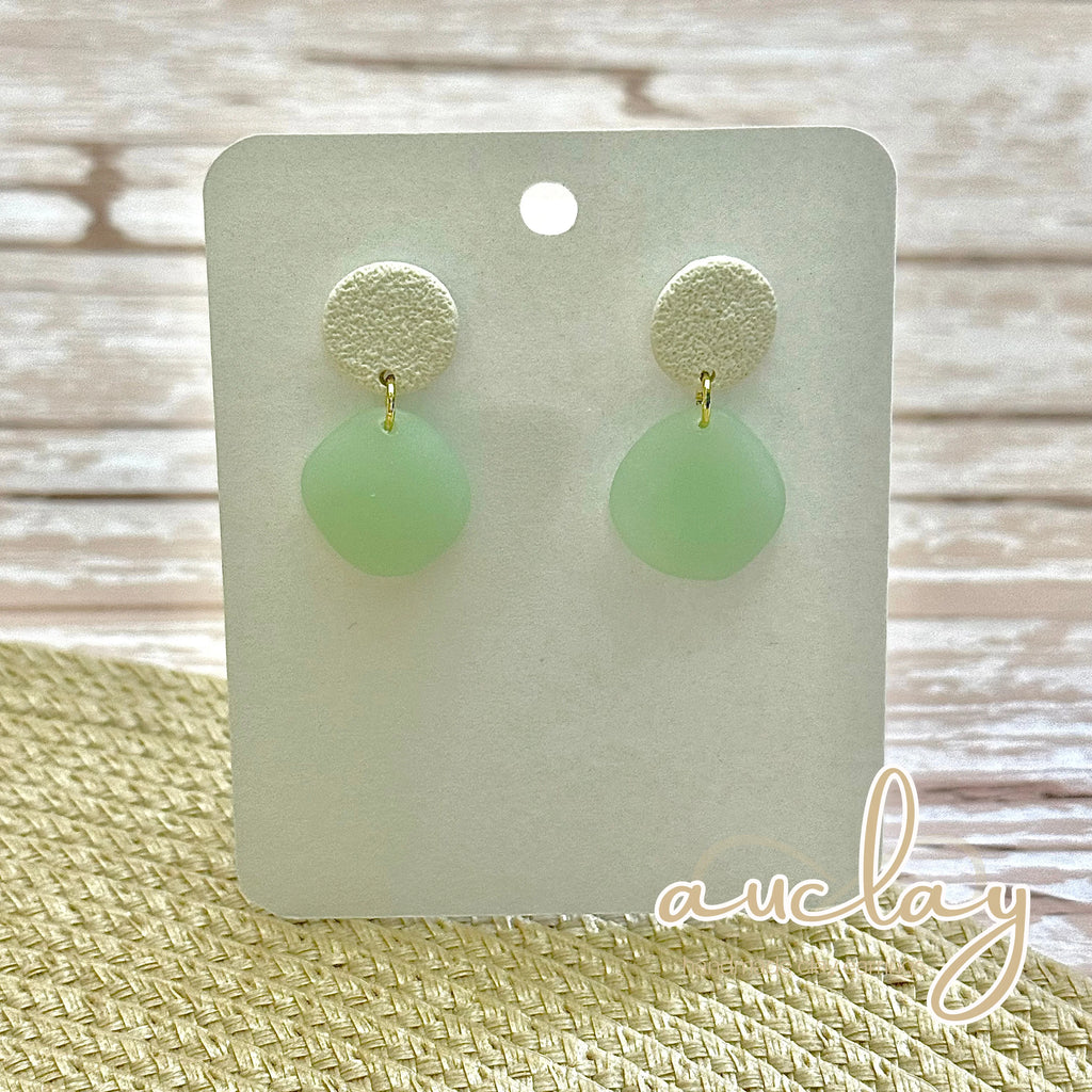 Maisie Delicate Seaglass White Circle Dangle Stud