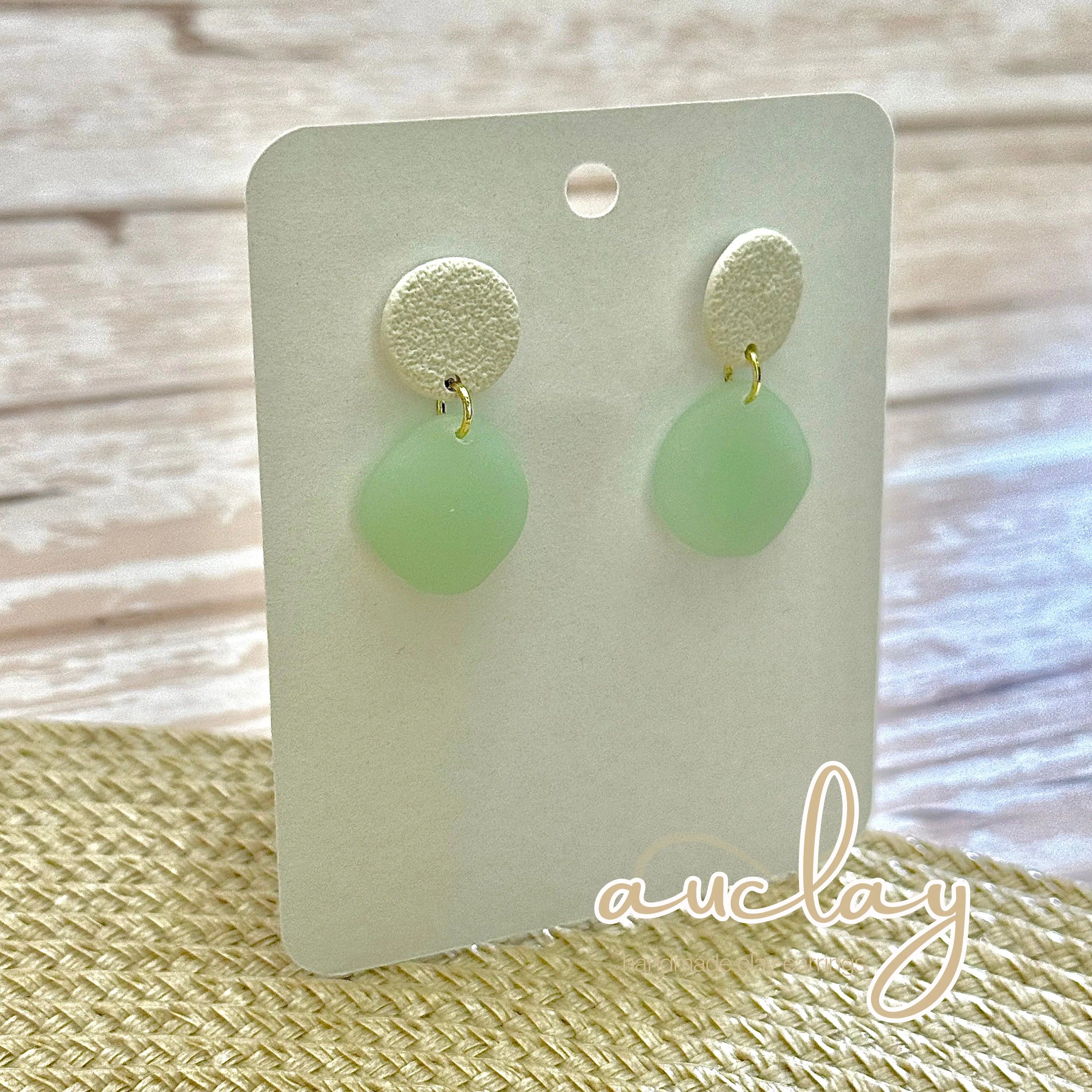 Maisie Delicate Seaglass White Circle Dangle Stud