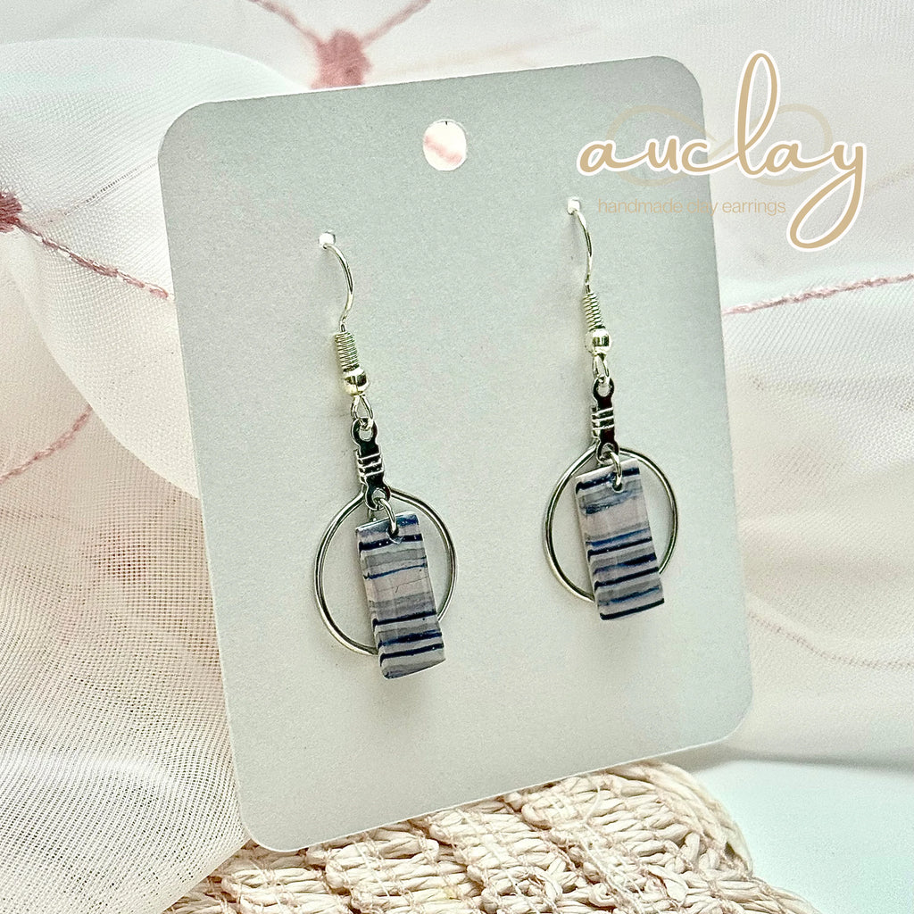 Shellie Delicate Stripe Small Bar Hoop Dangle