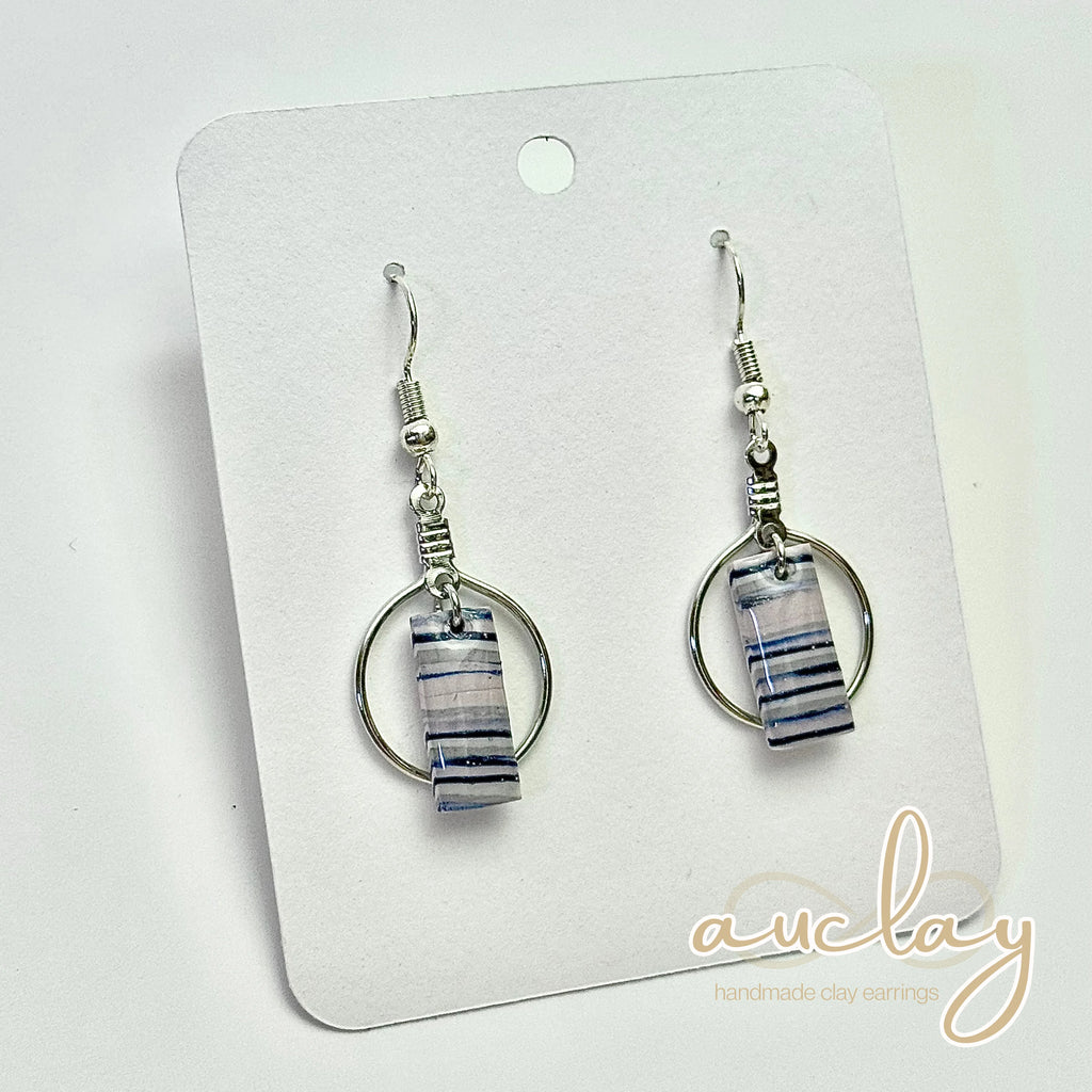 Shellie Delicate Stripe Small Bar Hoop Dangle