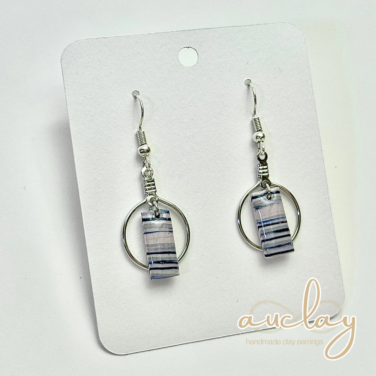 Shellie Delicate Stripe Small Bar Hoop Dangle