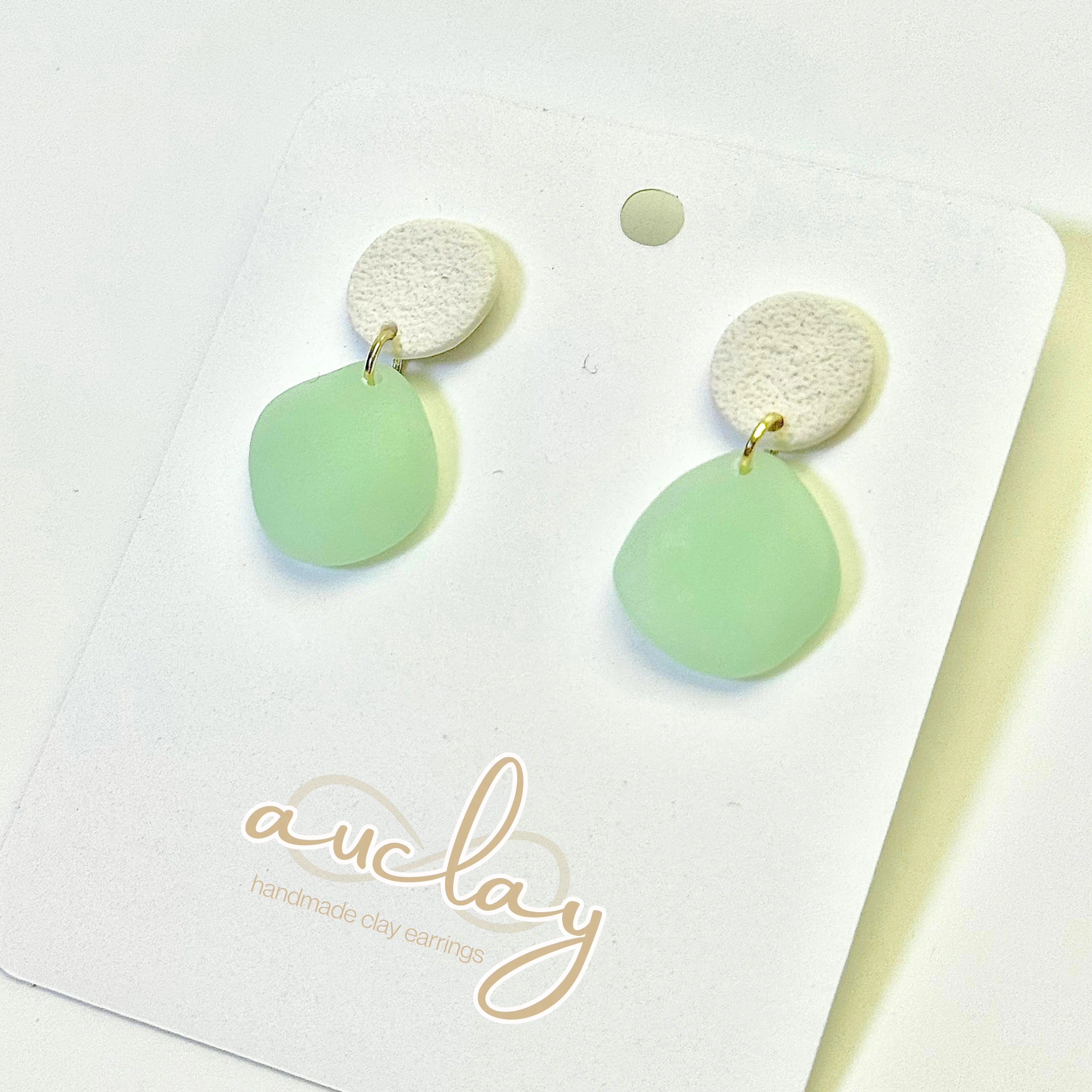 Maisie Delicate Seaglass White Circle Dangle Stud