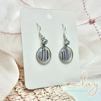 Shellie Delicate Striped Circle Stone Hoop Dangle