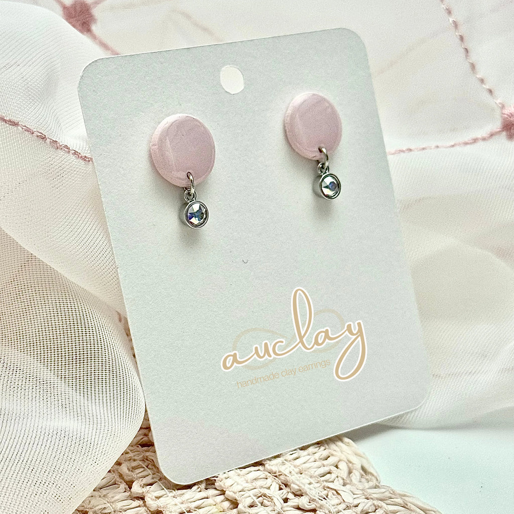 Shellie Delicate Pink Circle Stone Stud Dangle