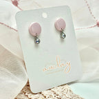 Shellie Delicate Pink Circle Stone Stud Dangle