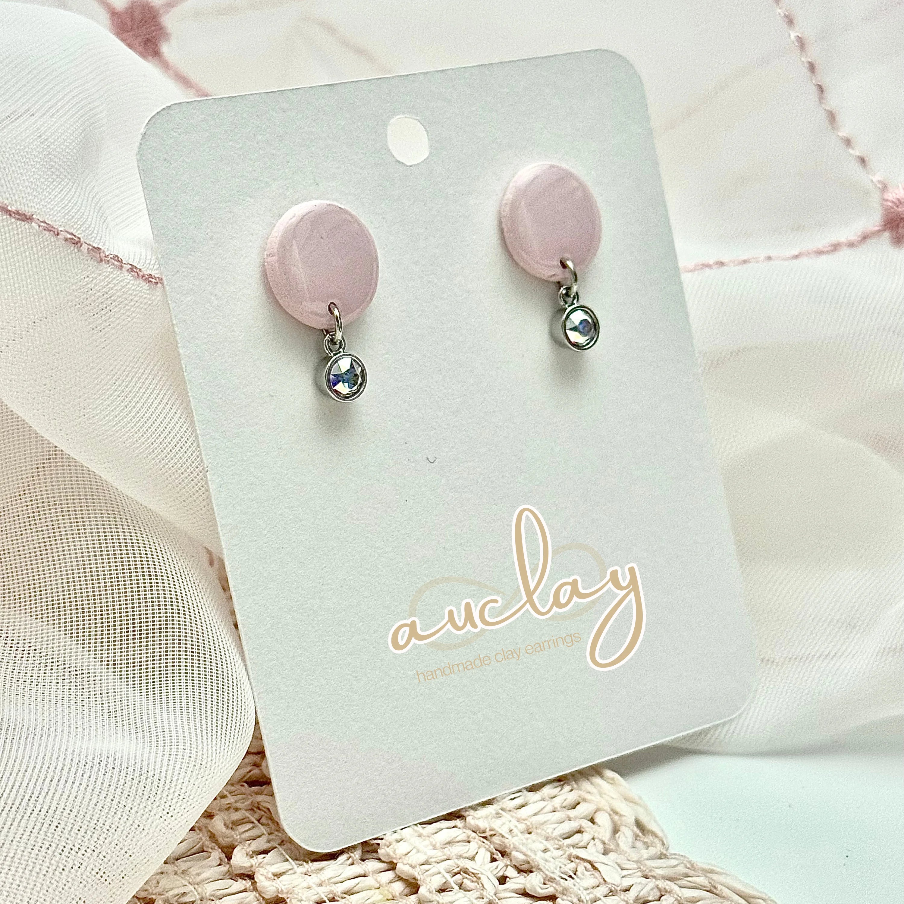 Shellie Delicate Pink Circle Stone Stud Dangle