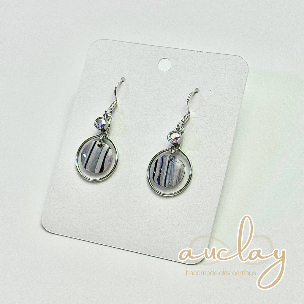 Shellie Delicate Striped Circle Stone Hoop Dangle