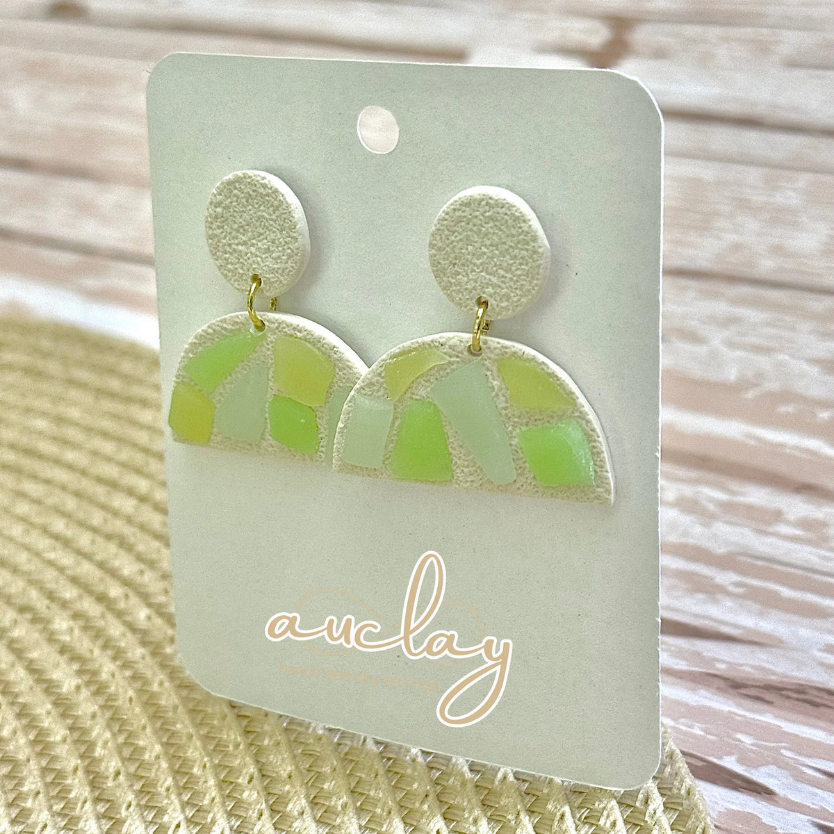 Maisie Delicate Seaglass Mosaic Half Circle Dangle Stud
