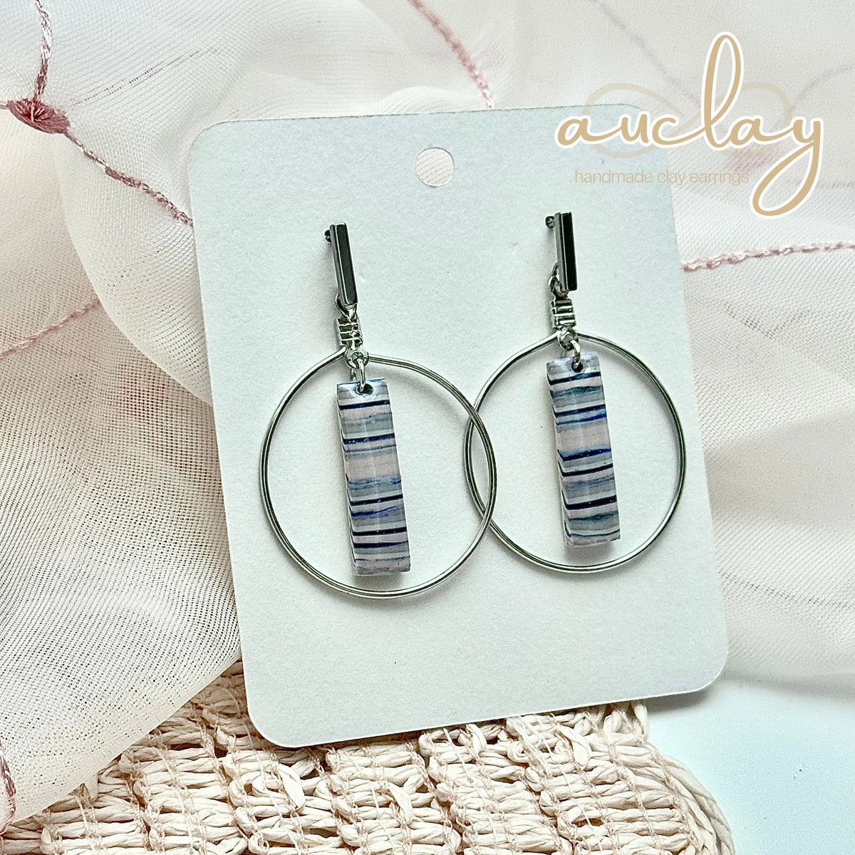 Shellie Statement Stripe Bar Hoop Dangle