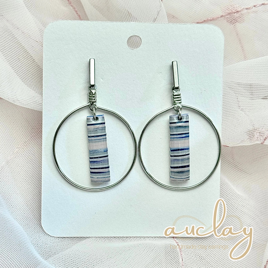 Shellie Statement Stripe Bar Hoop Dangle