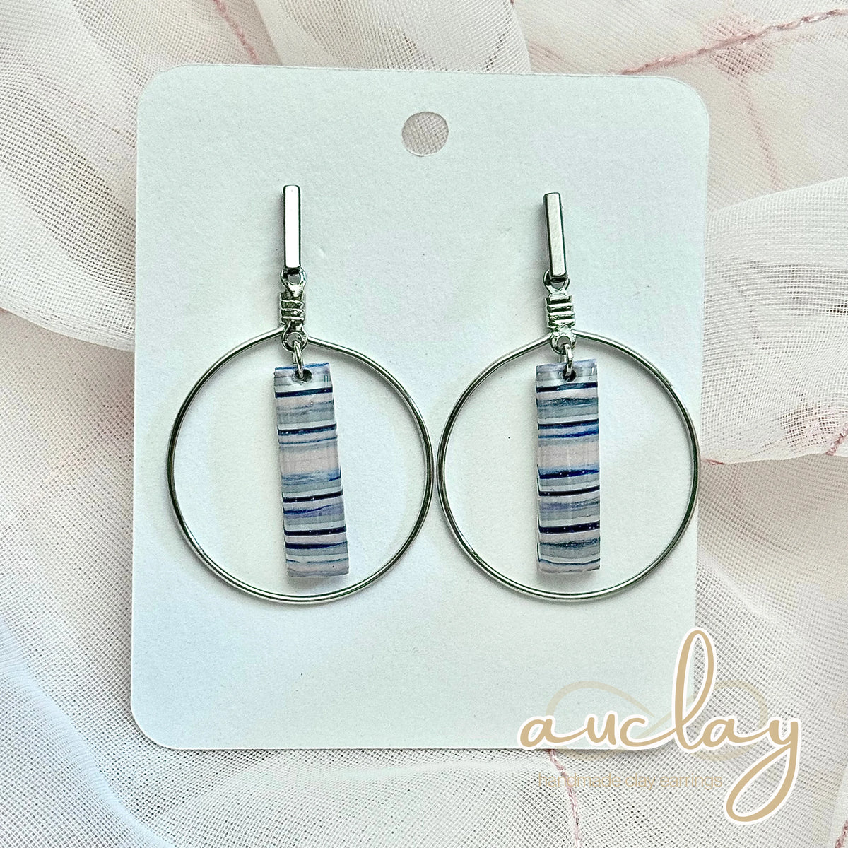 Shellie Statement Stripe Bar Hoop Dangle
