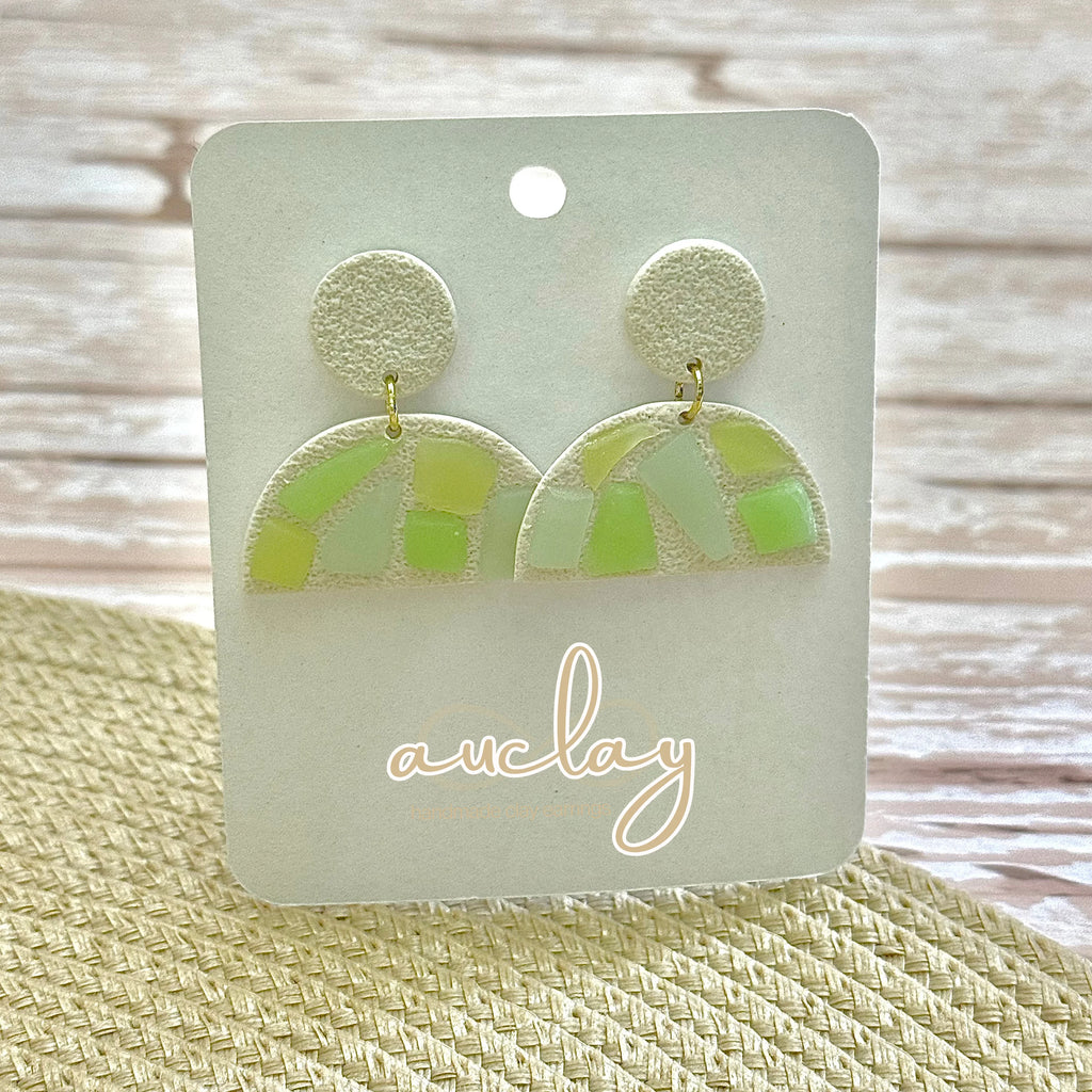 Maisie Delicate Seaglass Mosaic Half Circle Dangle Stud
