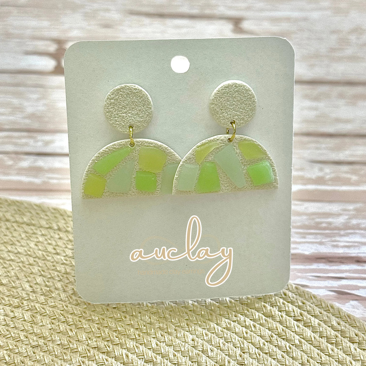 Maisie Delicate Seaglass Mosaic Half Circle Dangle Stud
