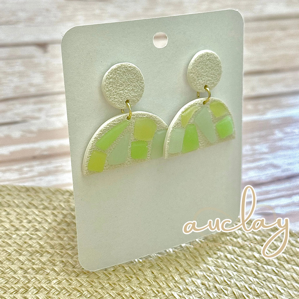 Maisie Delicate Seaglass Mosaic Half Circle Dangle Stud