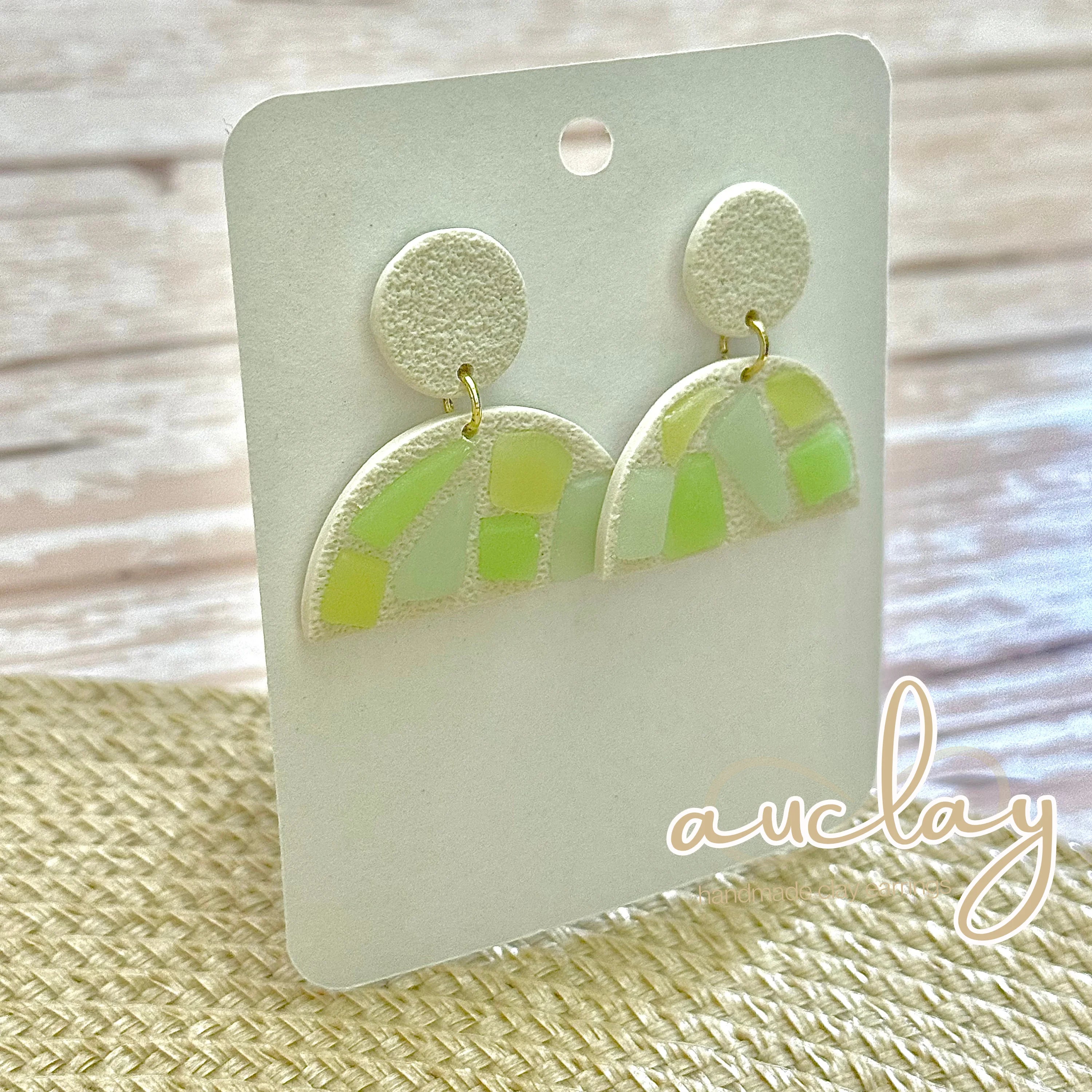 Maisie Delicate Seaglass Mosaic Half Circle Dangle Stud