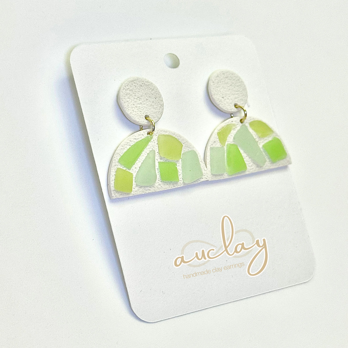 Maisie Delicate Seaglass Mosaic Half Circle Dangle Stud