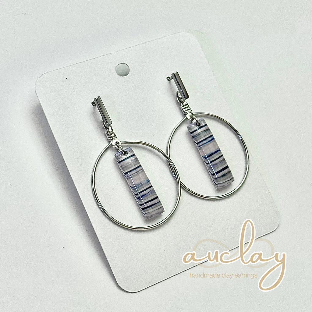 Shellie Statement Stripe Bar Hoop Dangle