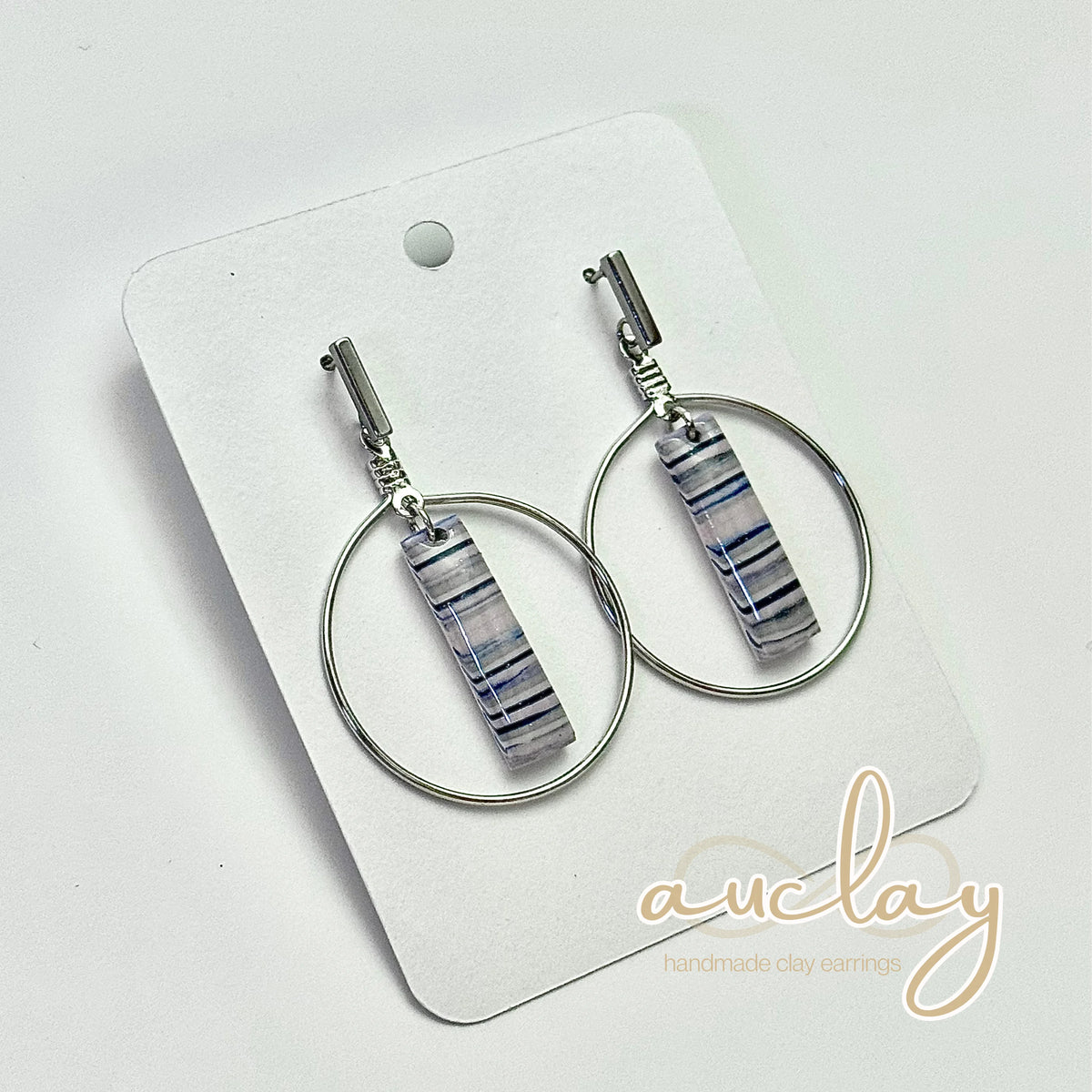 Shellie Statement Stripe Bar Hoop Dangle