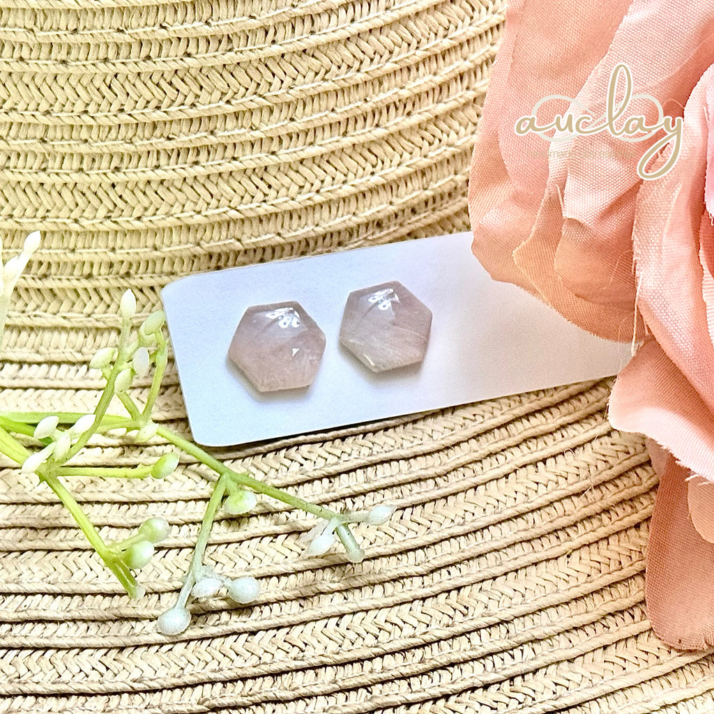Ashley Everyday Pink Marble Hexagon Stud