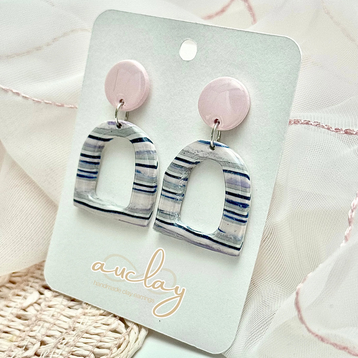 Shellie Statement Stripe Circle Arch Dandle Stud