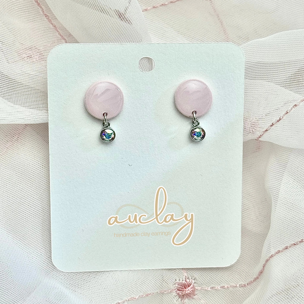 Shellie Delicate Pink Circle Stone Stud Dangle