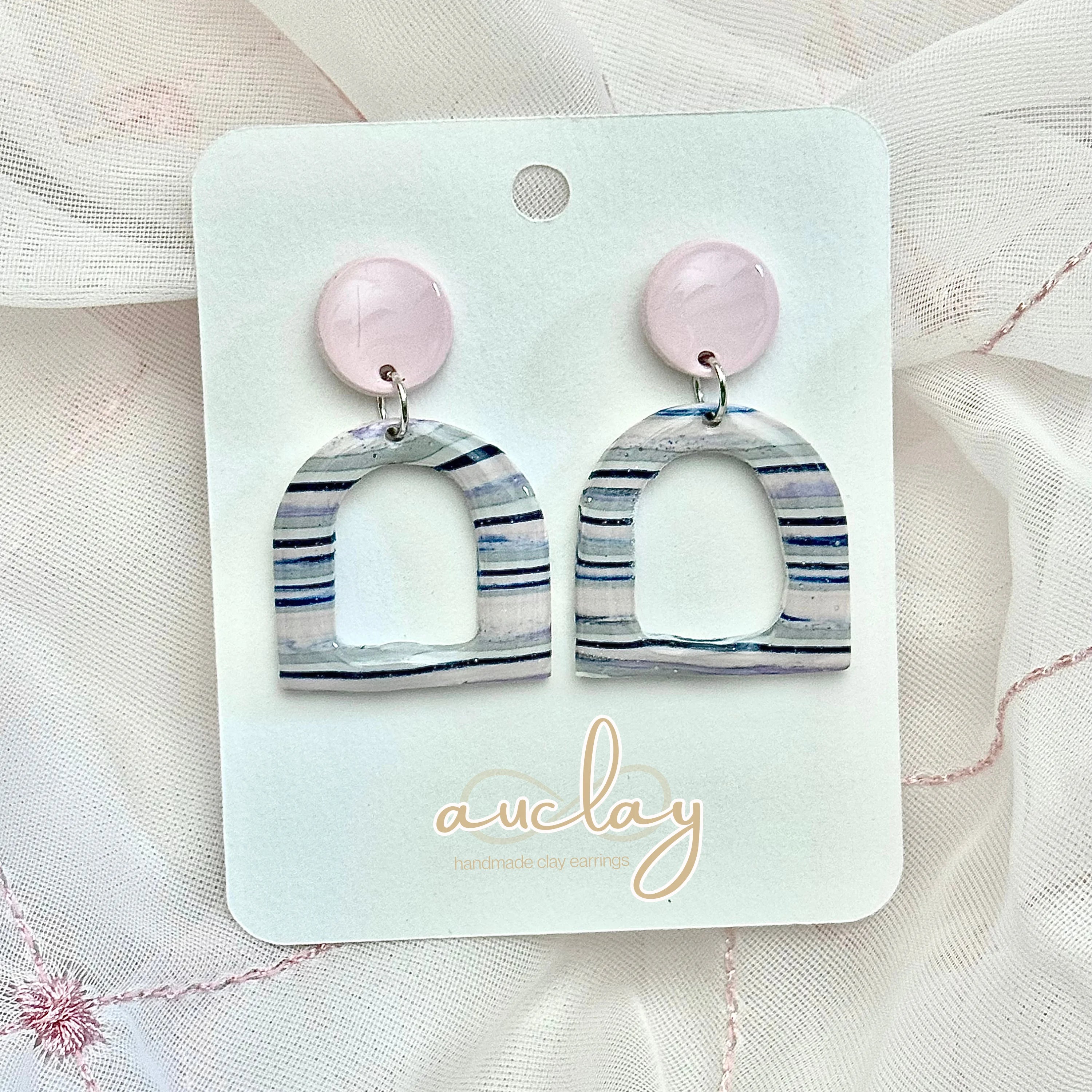 Shellie Statement Stripe Circle Arch Dandle Stud