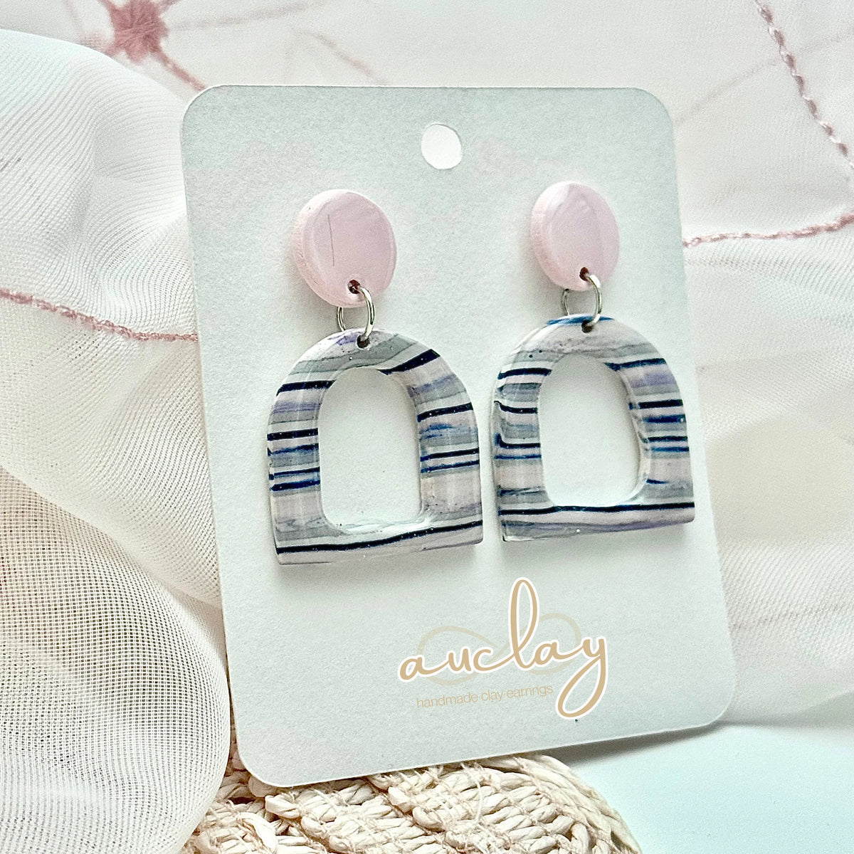 Shellie Statement Stripe Circle Arch Dandle Stud