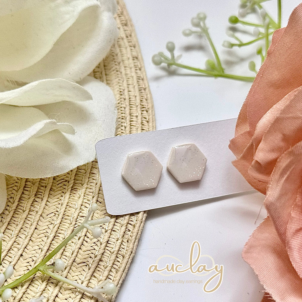 Ashley Everyday White Hexagon Stud