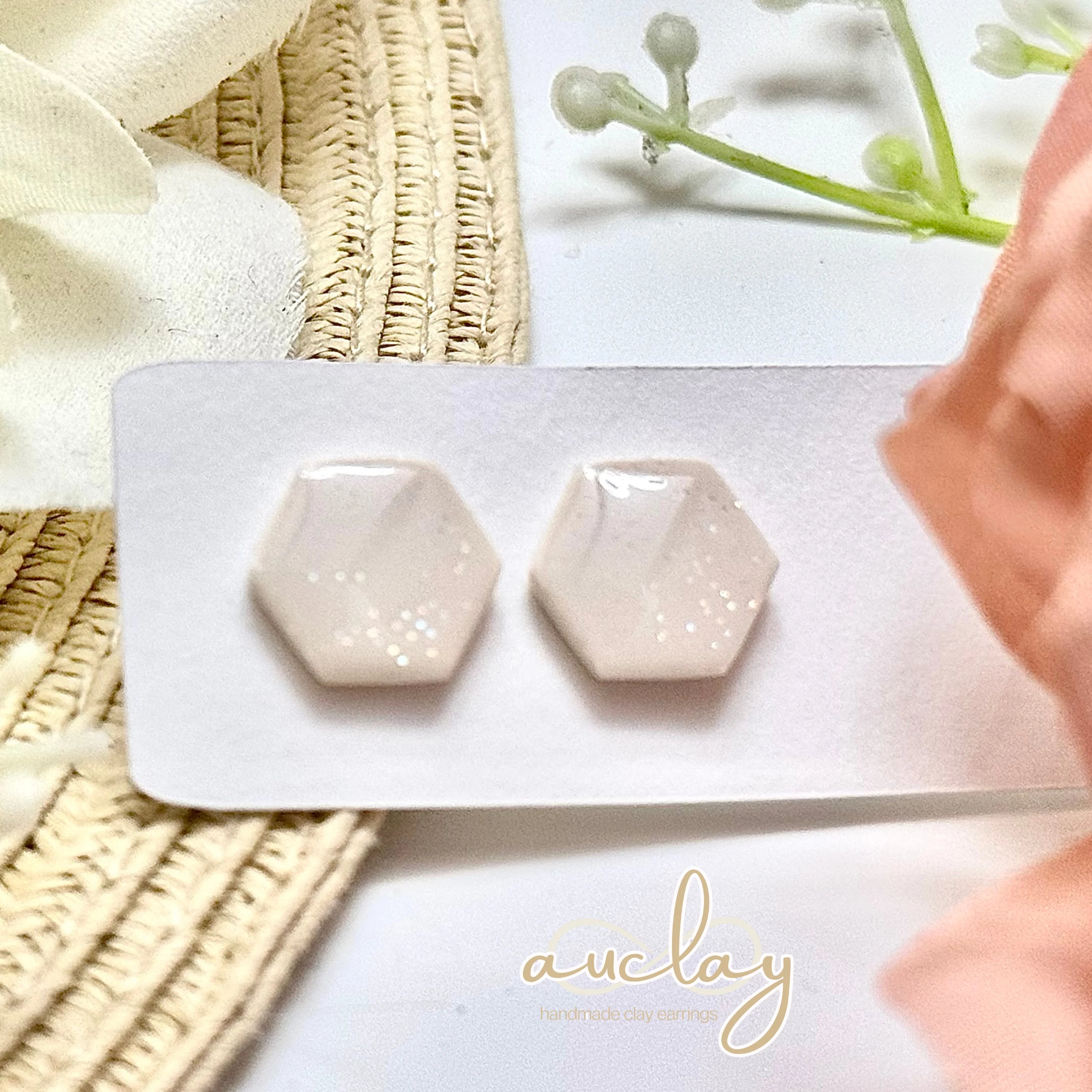 Ashley Everyday White Hexagon Stud