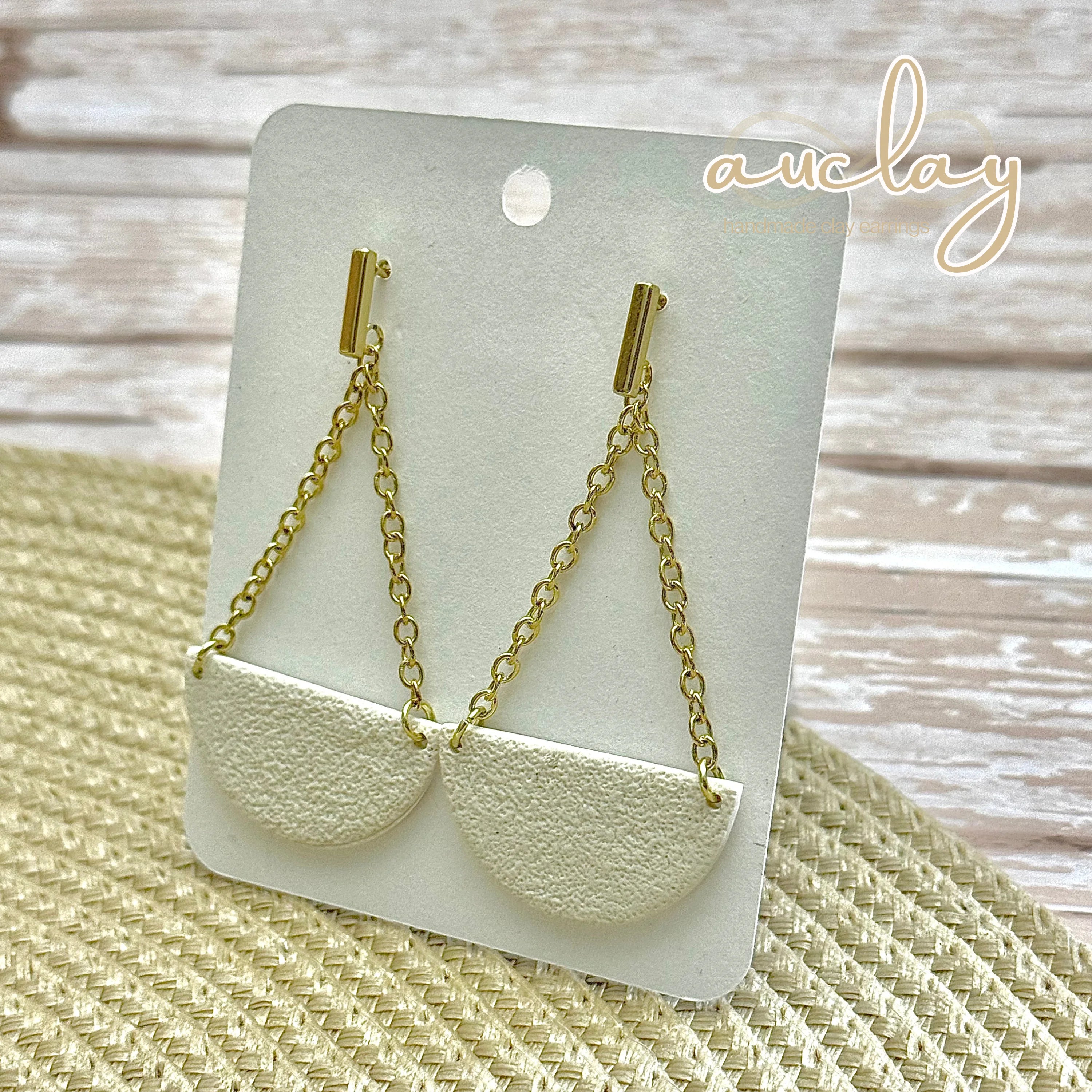 Maisie Statement White Half Circle Chain Dangle