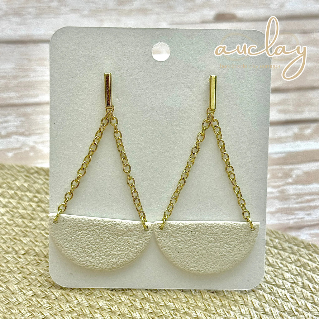 Maisie Statement White Half Circle Chain Dangle