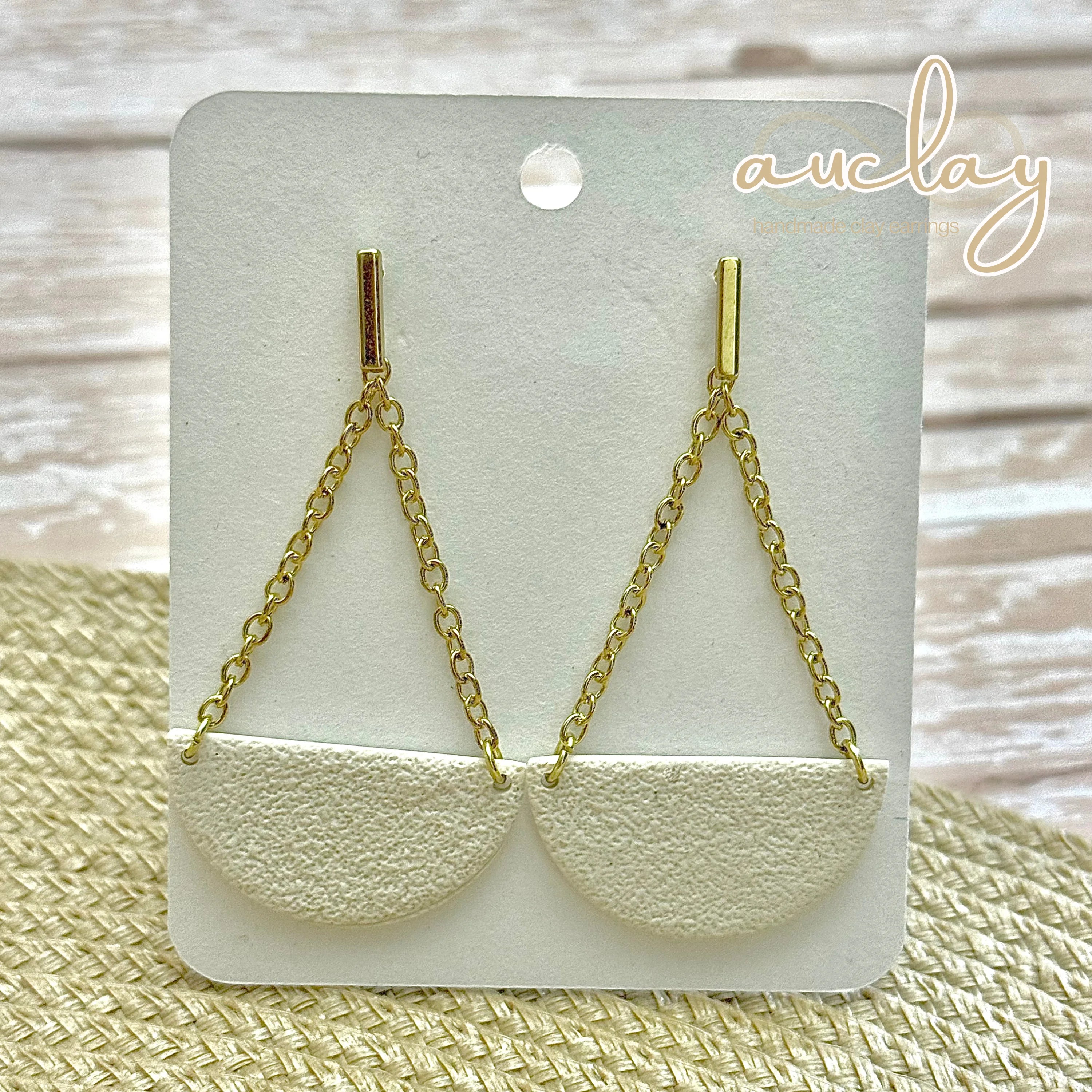 Maisie Statement White Half Circle Chain Dangle