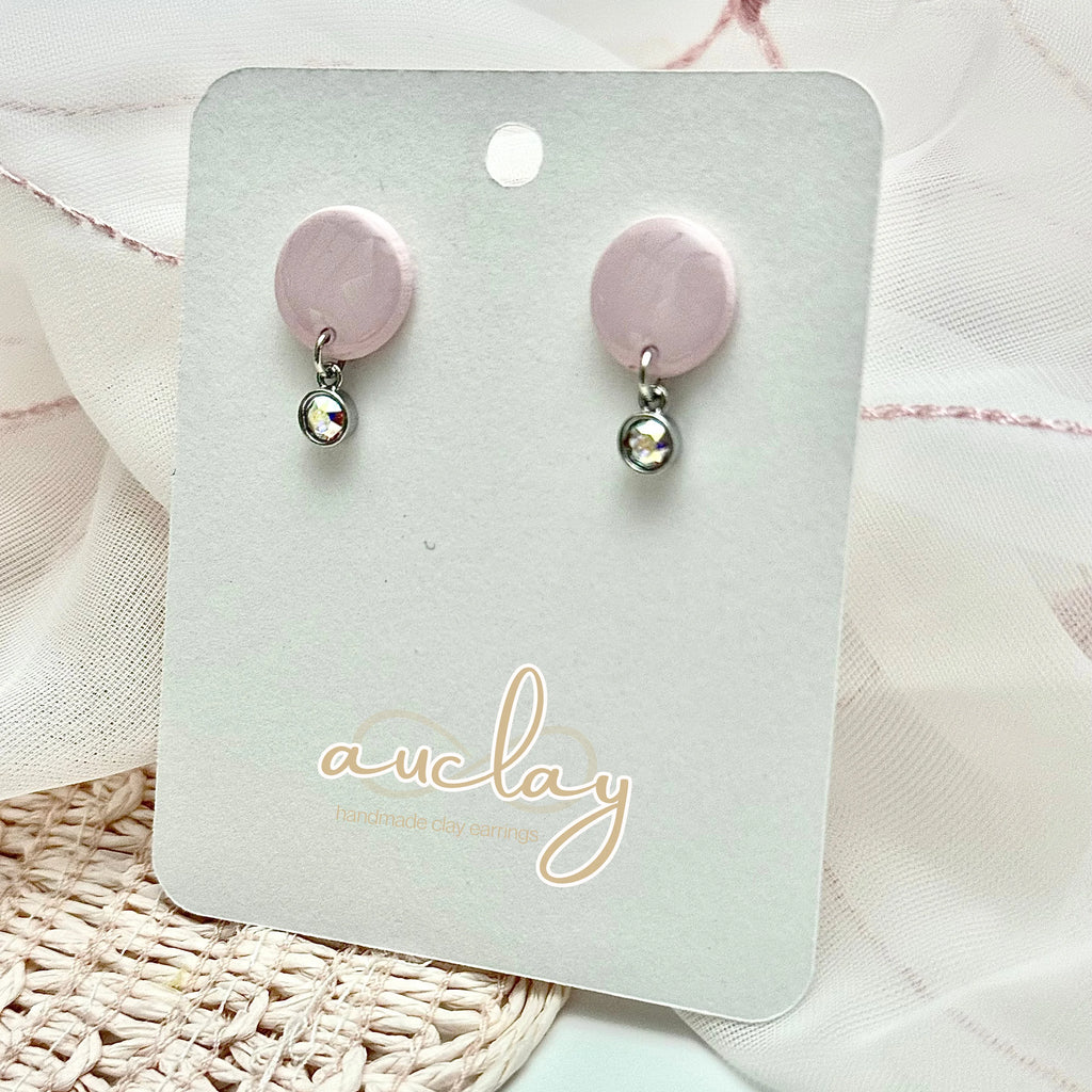 Shellie Delicate Pink Circle Stone Stud Dangle