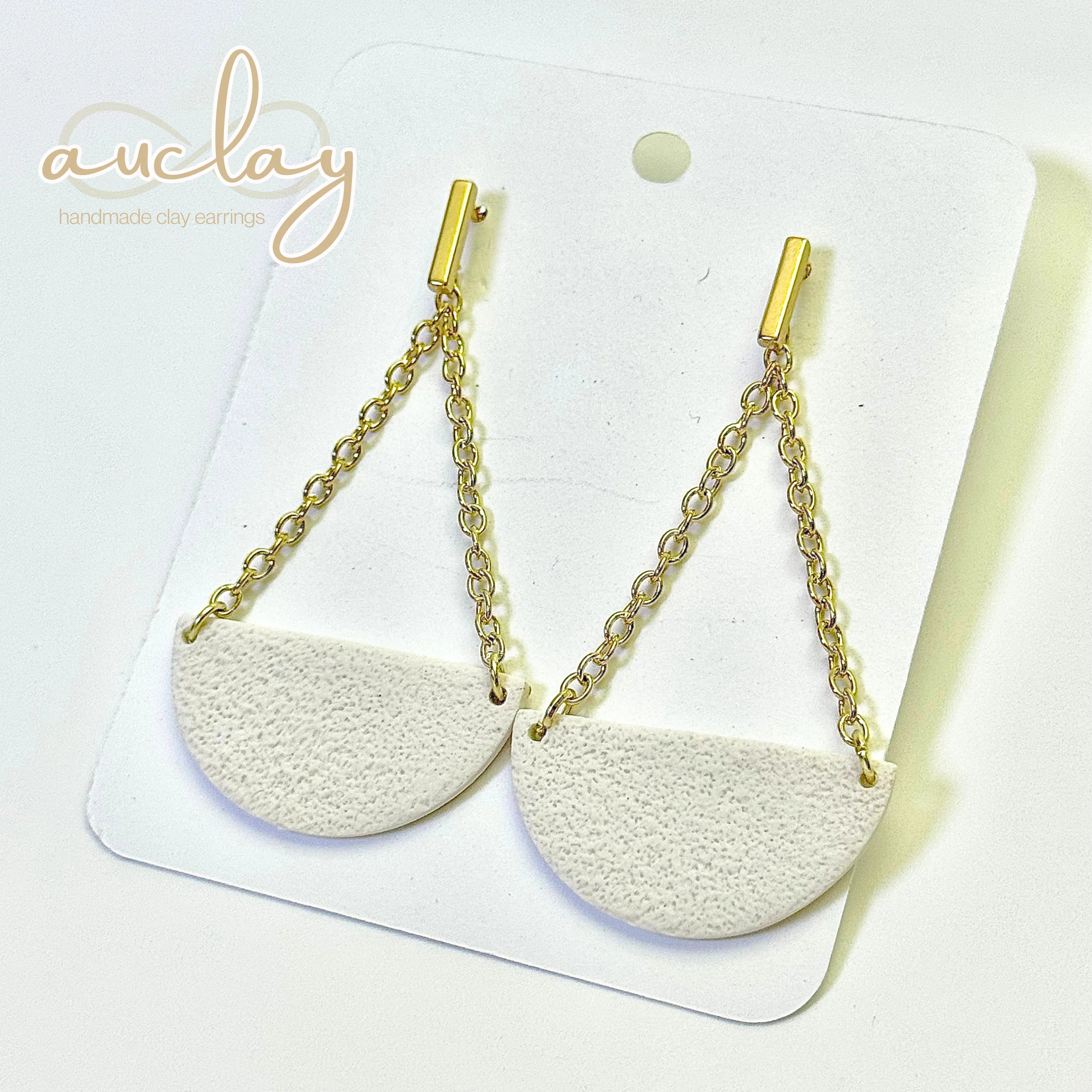 Maisie Statement White Half Circle Chain Dangle