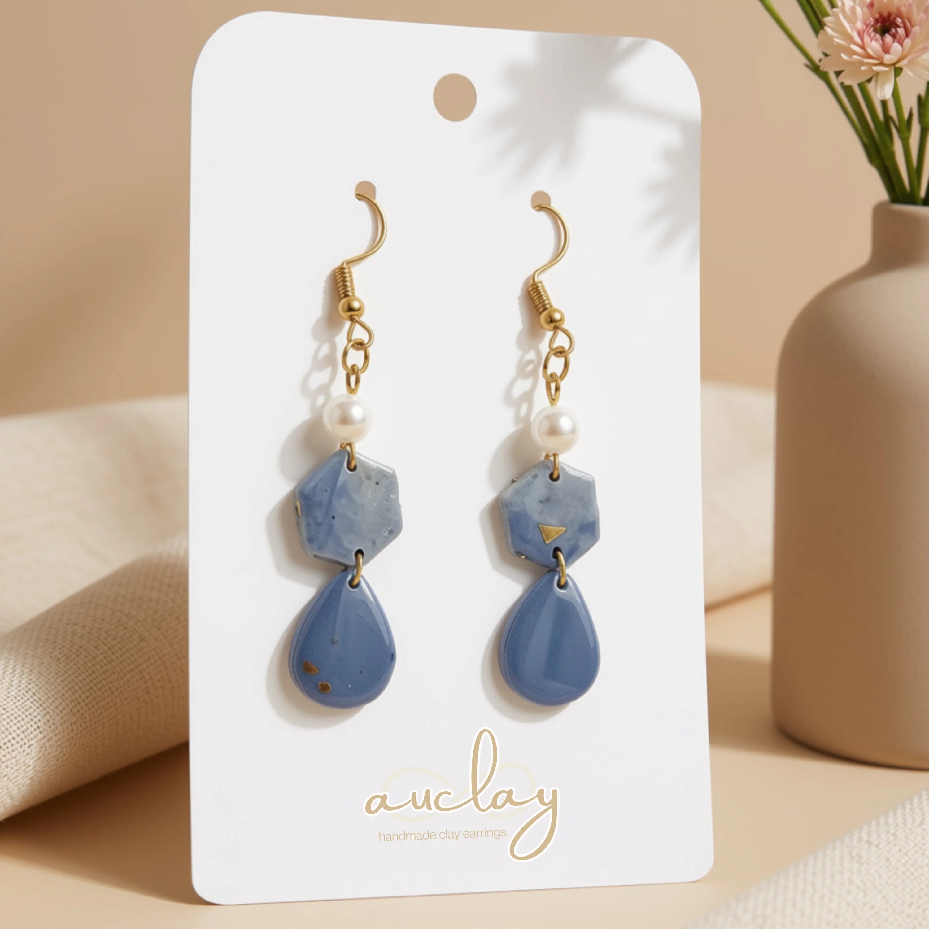 Julia Delicate Blue Marble Pearl Dangle
