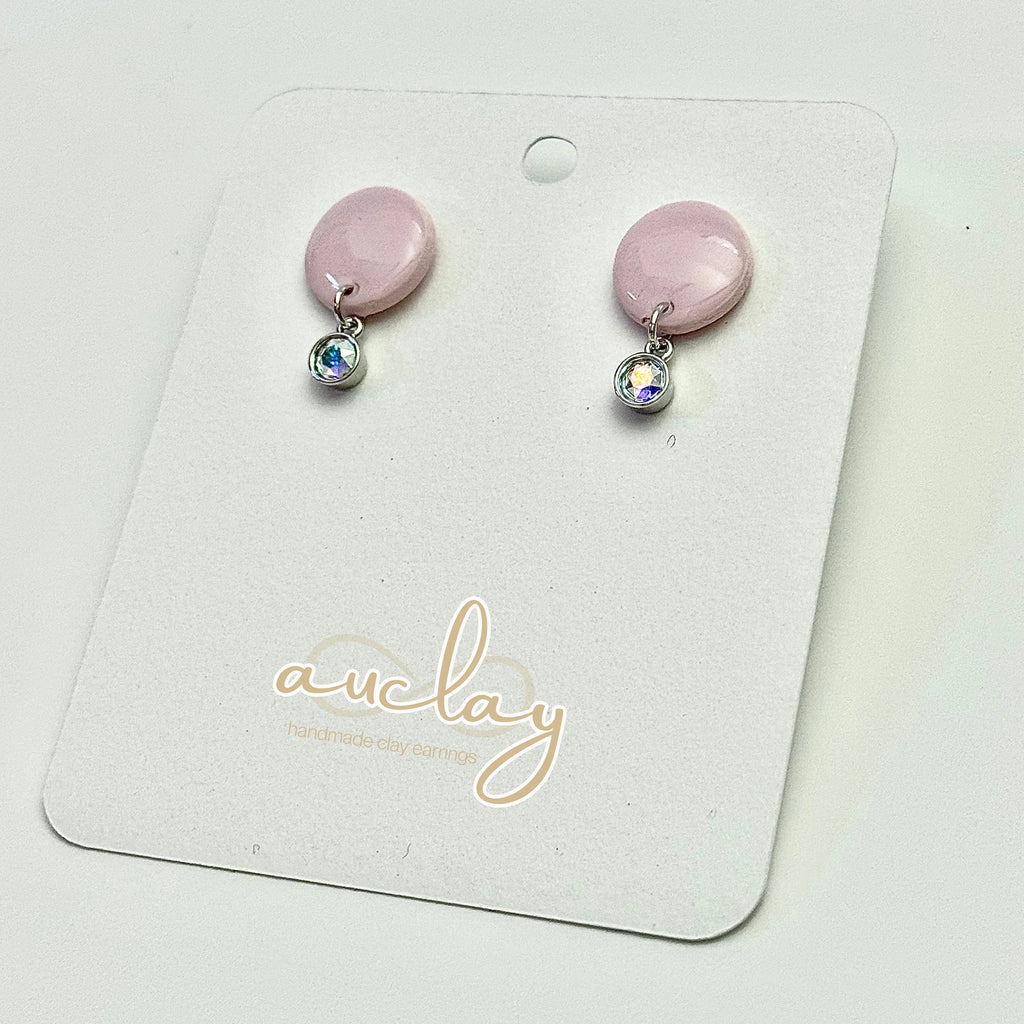 Shellie Delicate Pink Circle Stone Stud Dangle