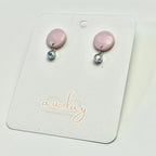 Shellie Delicate Pink Circle Stone Stud Dangle