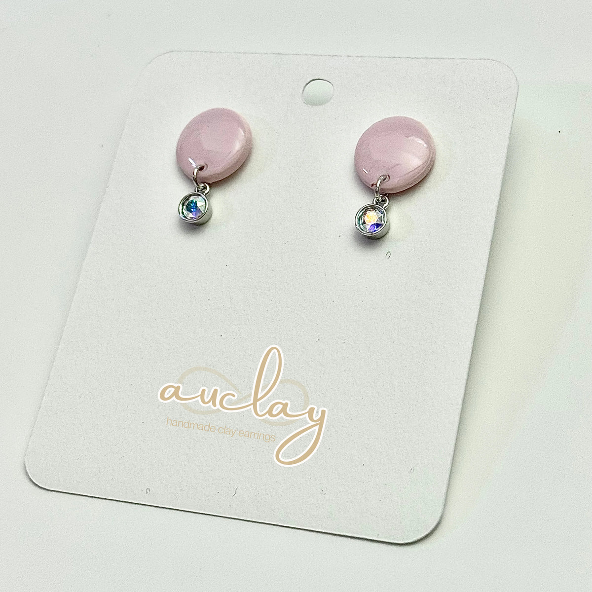 Shellie Delicate Pink Circle Stone Stud Dangle