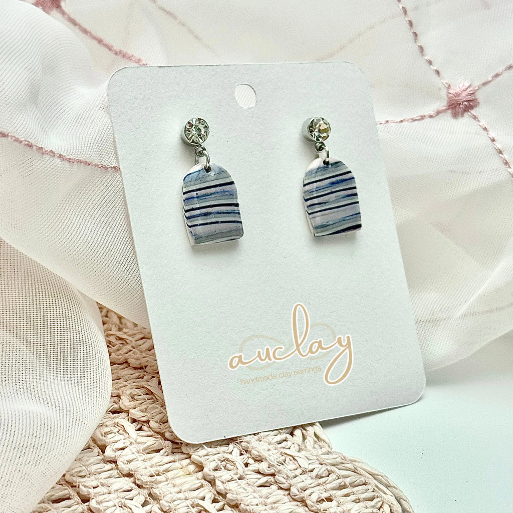 Shellie Delicate Horizontal Striped Arch Stone Dangle
