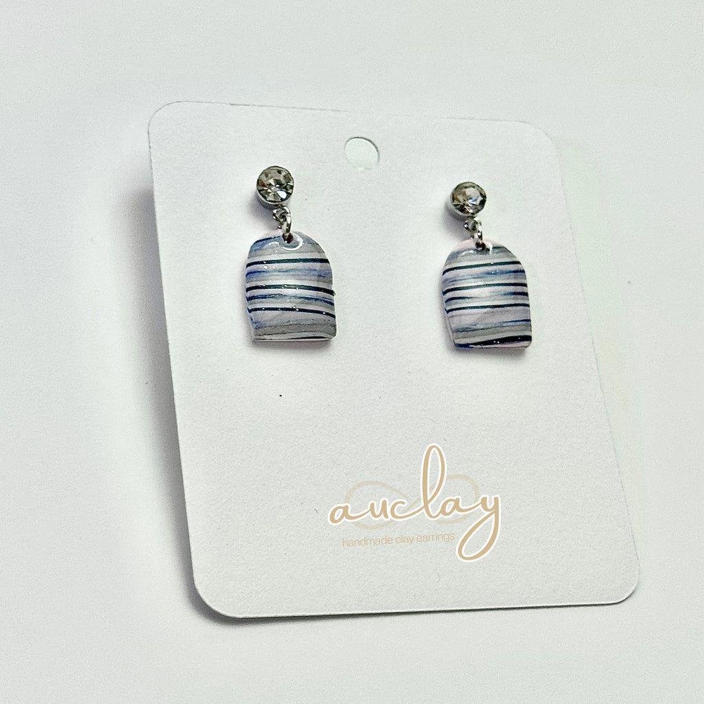 Shellie Delicate Horizontal Striped Arch Stone Dangle