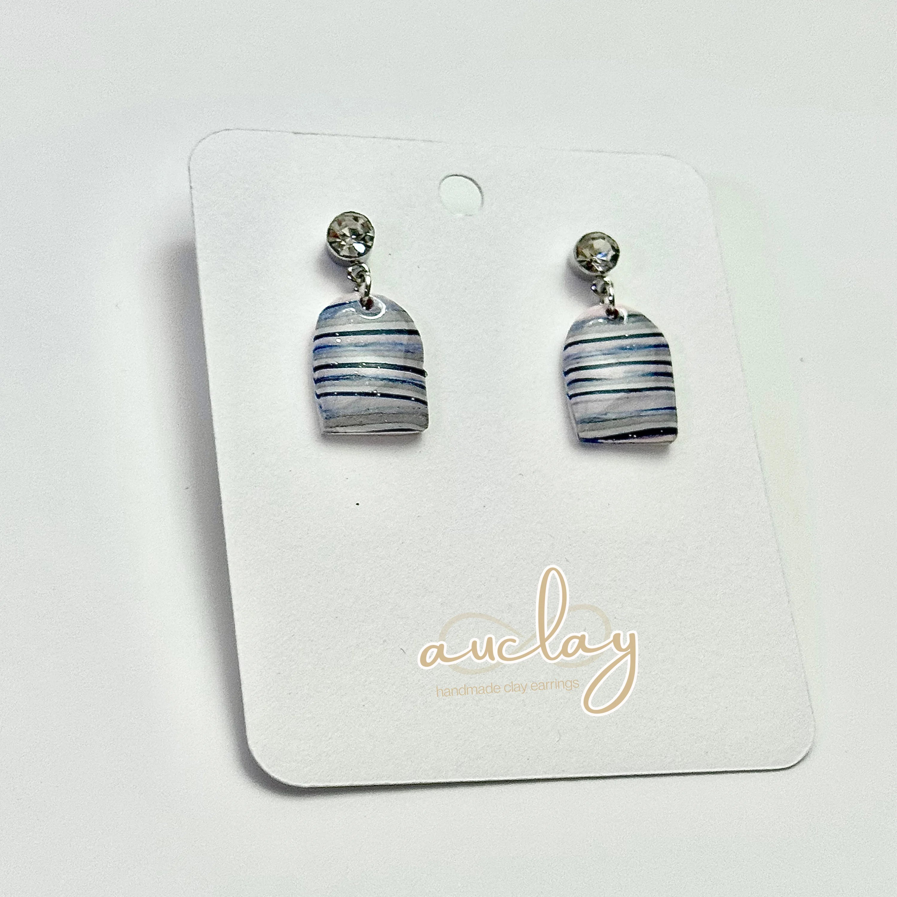 Shellie Delicate Horizontal Striped Arch Stone Dangle