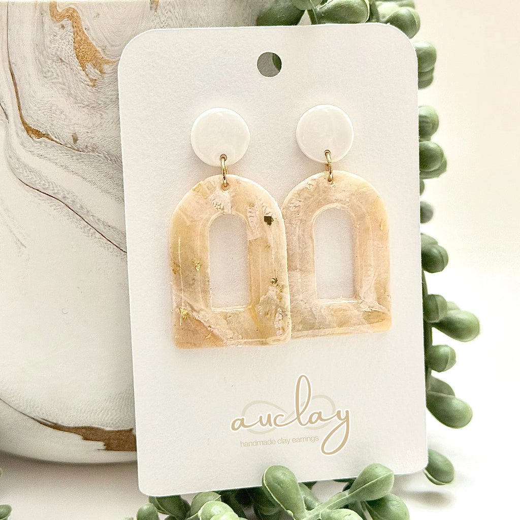 Millie Statement Gold and White Circle Arch Dangle